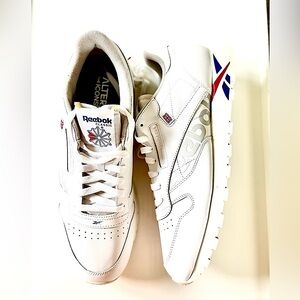 Reebok White Sneakers with Blue and Red Accents